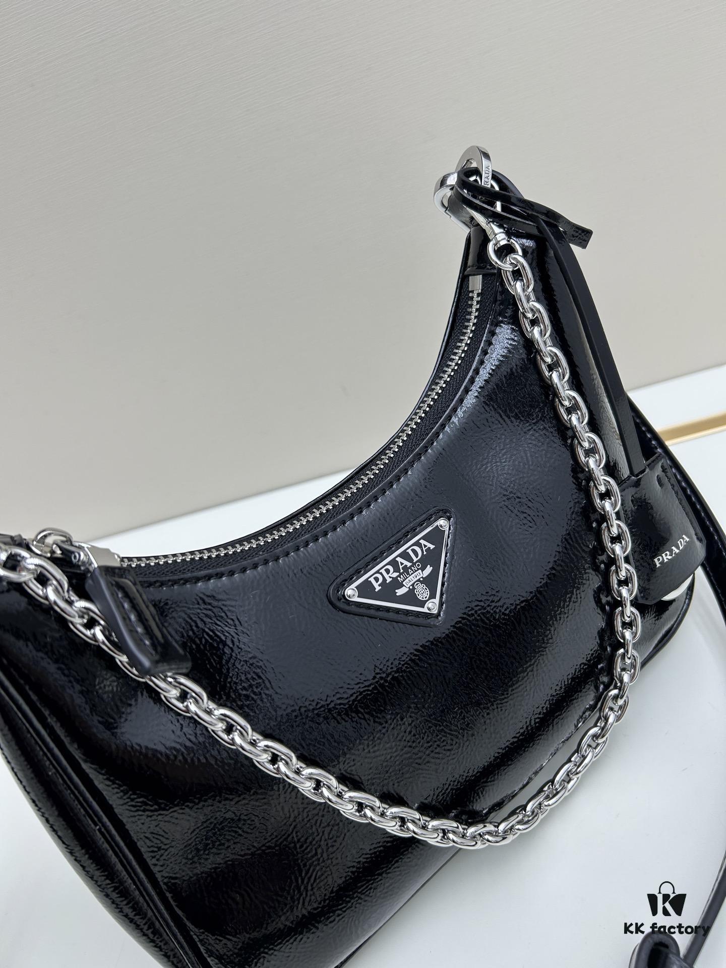 PRADA Re-Edition NaplaK Women's Shoulder or Crossbody Bag in Enamel Leather with Box 🎁