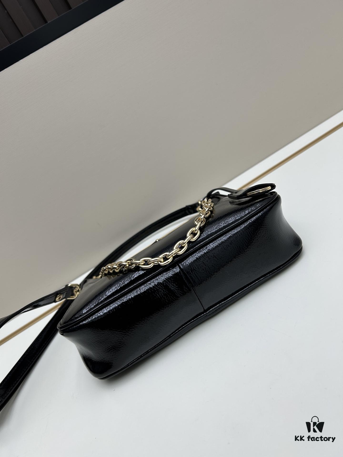 Enamel Calfskin Leather Shoulder Bag with Box 🎁 PRADA Re-Edition NaplaK Women's Crossbody or Shoulder Bag