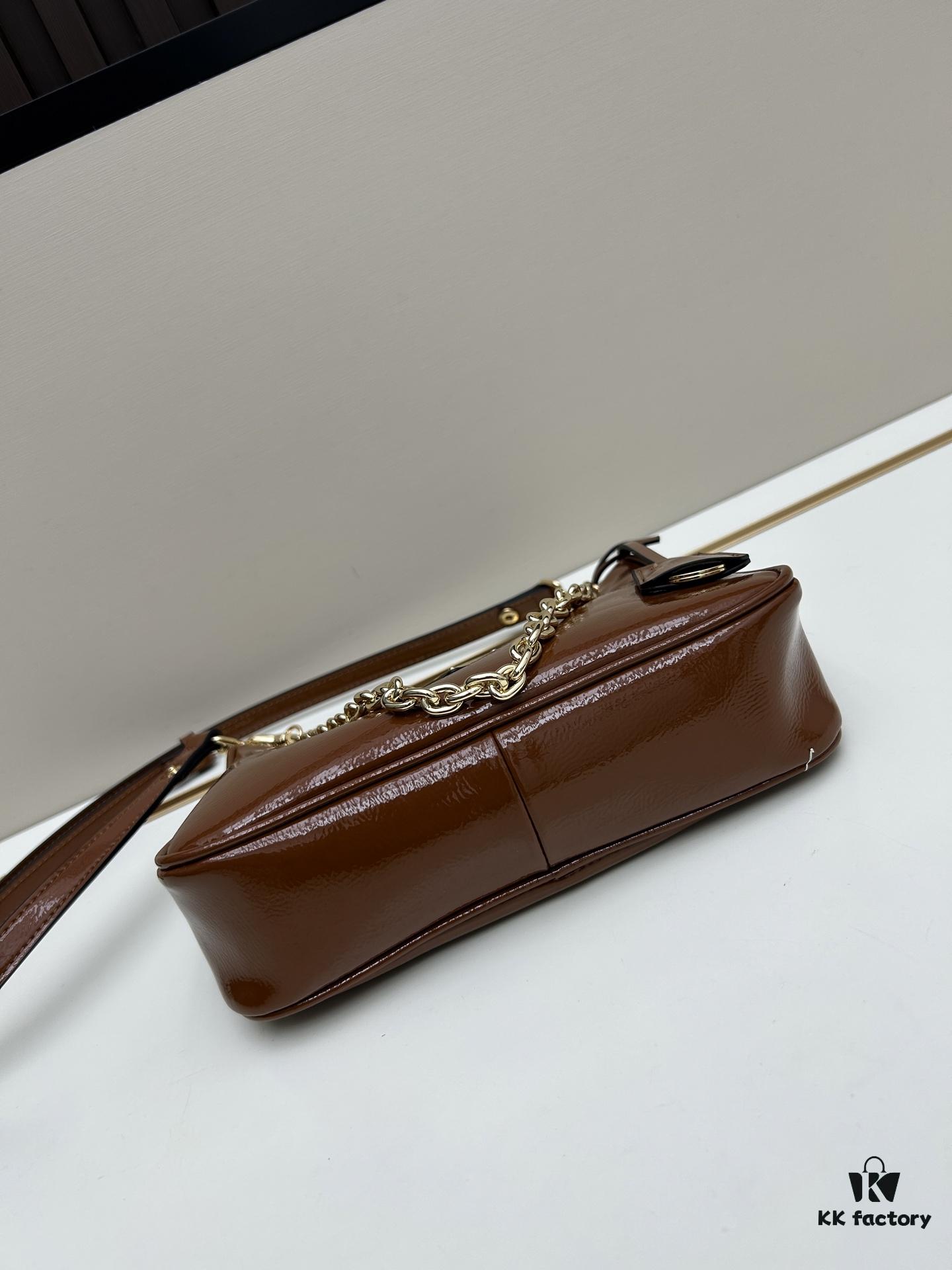 PRADA Re-Edition NaplaK Women's Shoulder or Crossbody Bag in Enamel Leather with Box 🎁