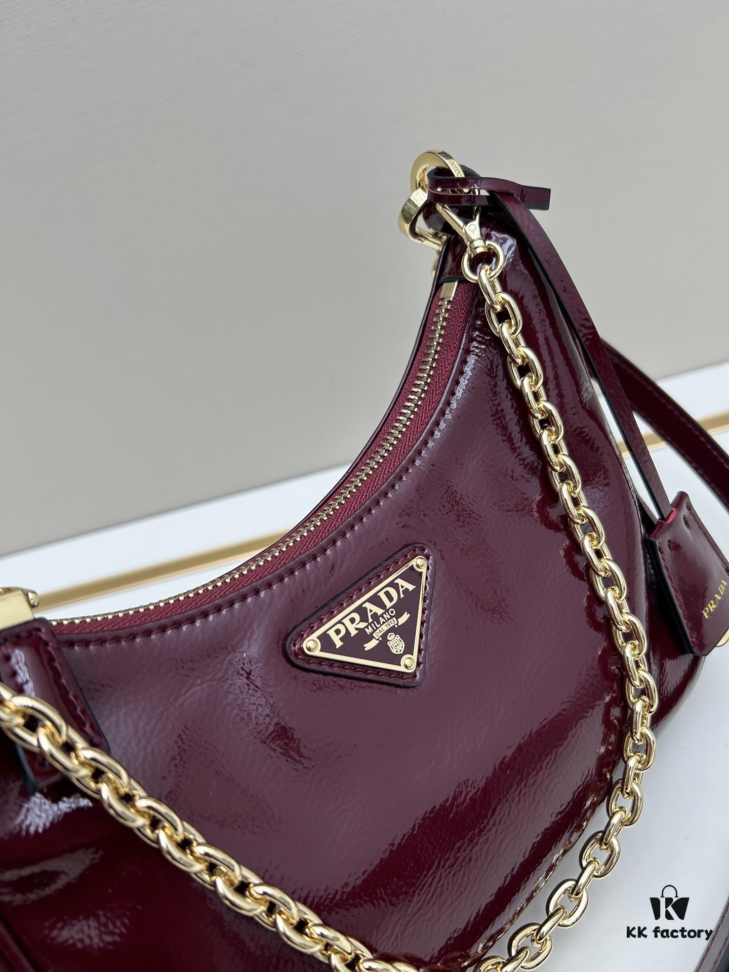 PRADA Re-Edition NaplaK Women's Shoulder or Crossbody Bag in Enamel Leather with Box 🎁