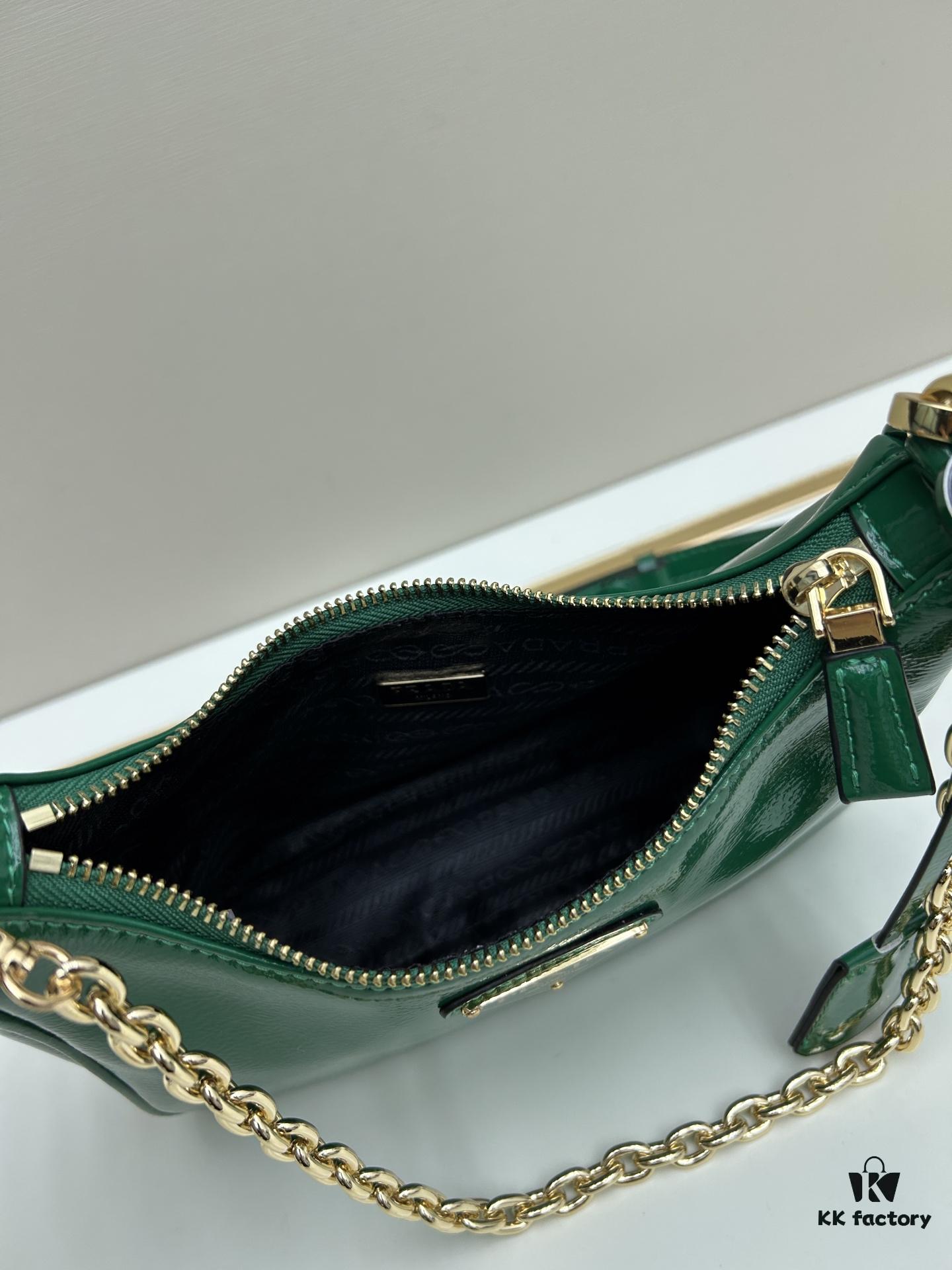 PRADA Re-Edition NaplaK Women's Shoulder or Crossbody Bag in Enamel-Finished Calfskin with Box 🎁