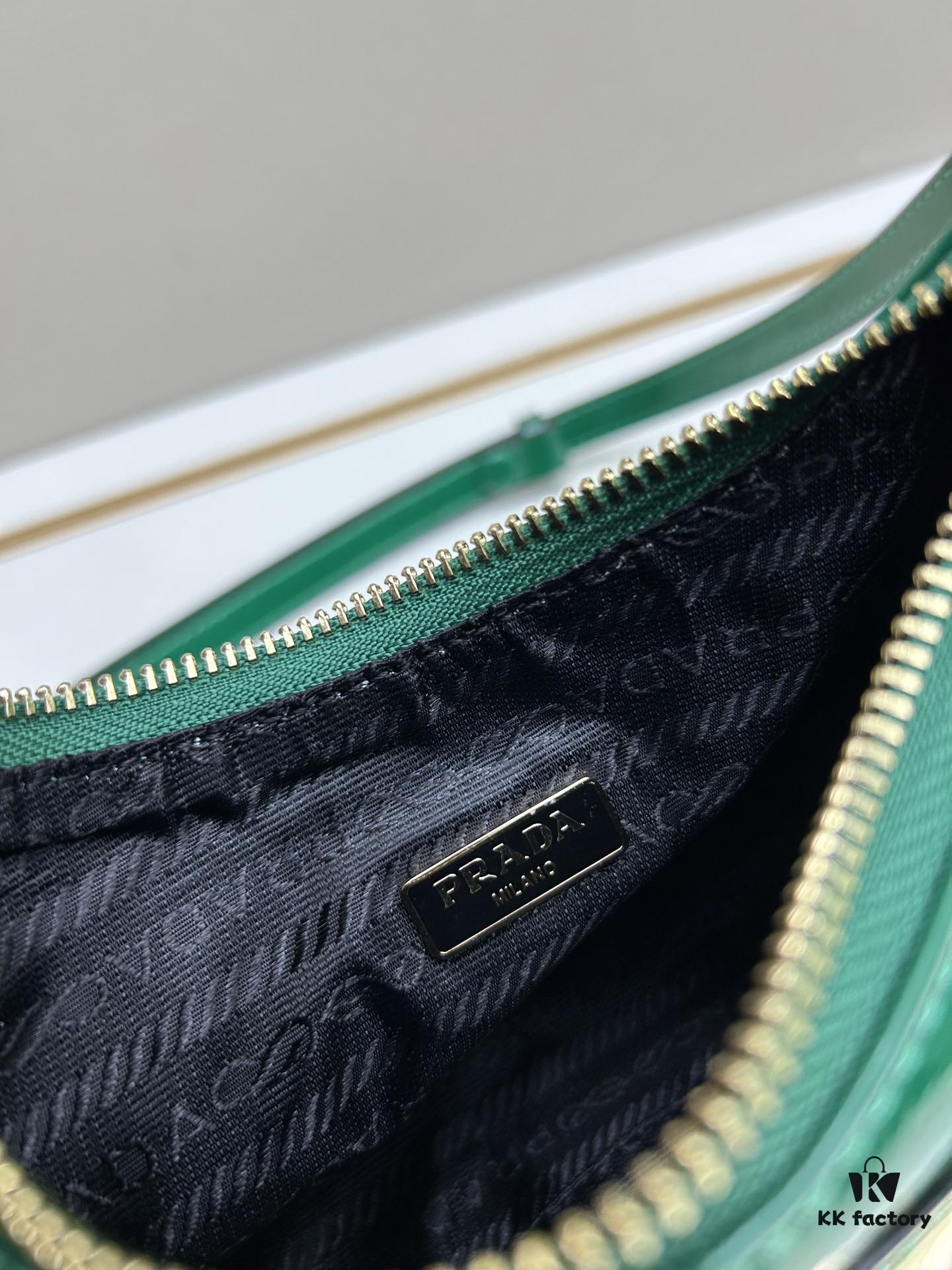 PRADA Re-Edition NaplaK Women's Shoulder or Crossbody Bag in Enamel-Finished Calfskin with Box 🎁