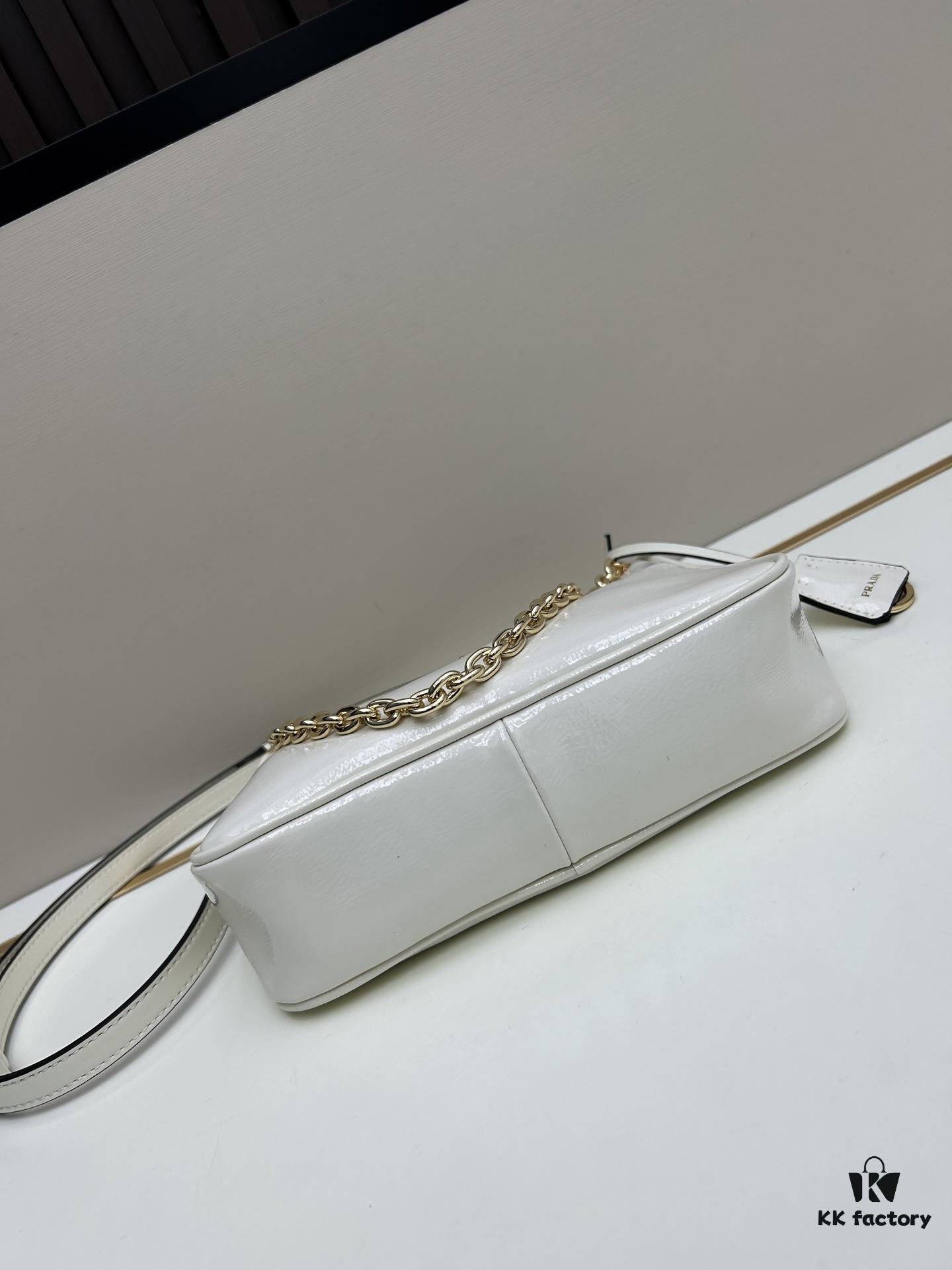 PRADA Re-Edition NaplaK Women's Shoulder or Crossbody Bag in Enamel-Finished Calfskin with Box 🎁