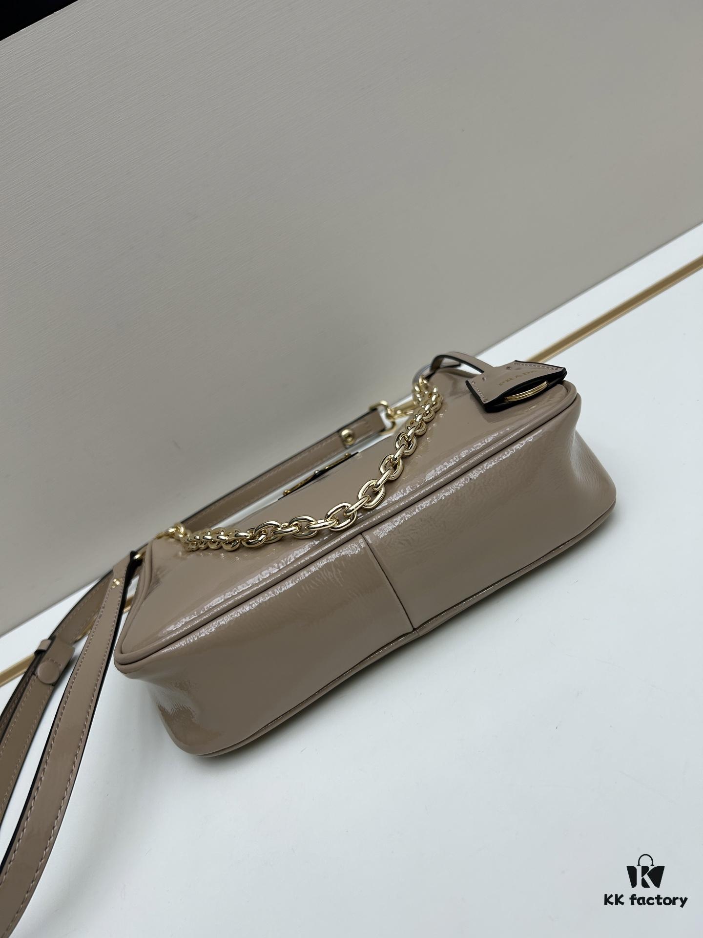 PRADA Re-Edition NaplaK Women's Shoulder or Crossbody Bag in Enamel-Finished Calfskin with Box 🎁