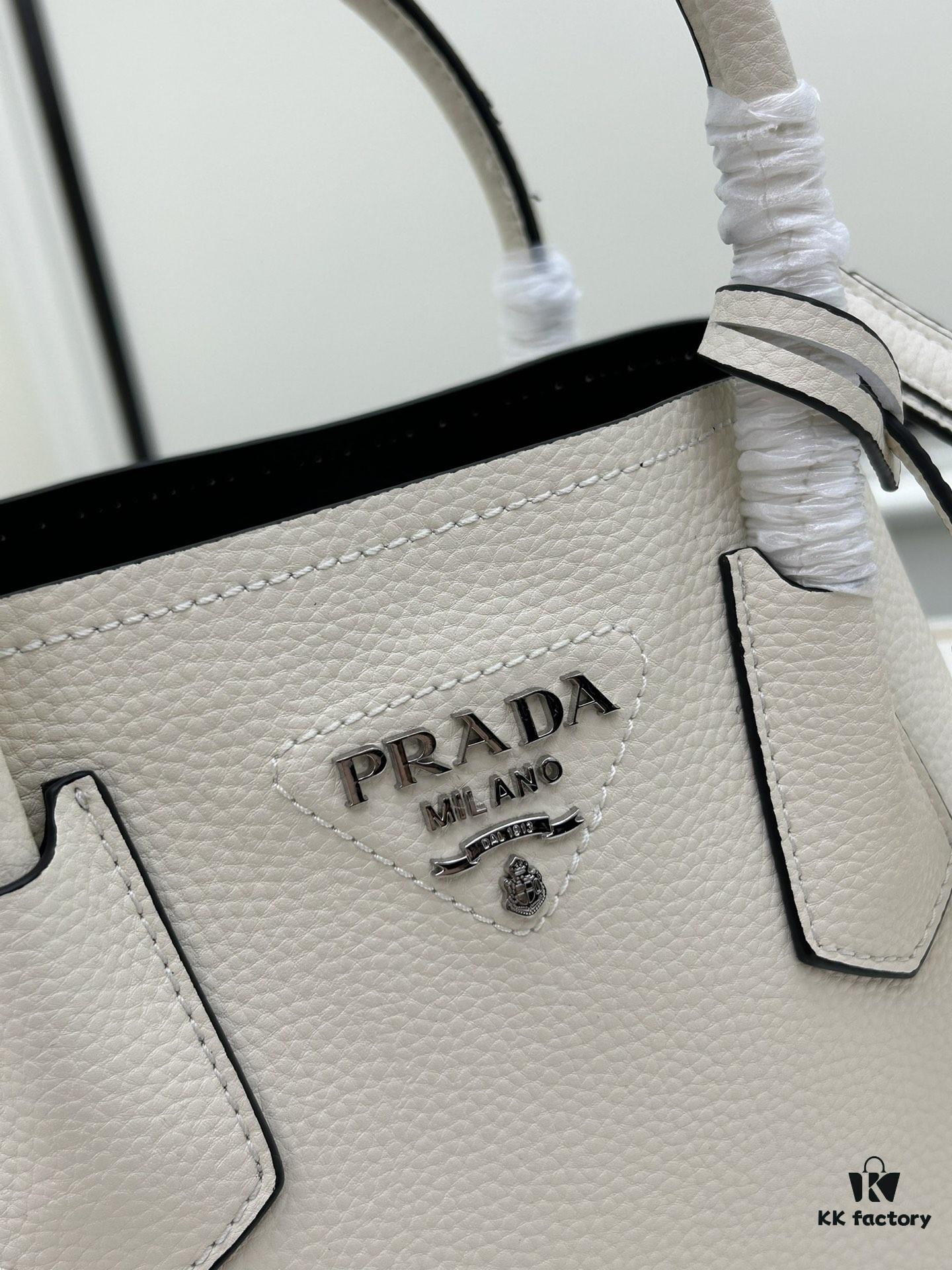 PRADA New Arrival Mini Double Bag – Imported Calfskin with Refined Pebbled Texture, Elegant and Compact Design