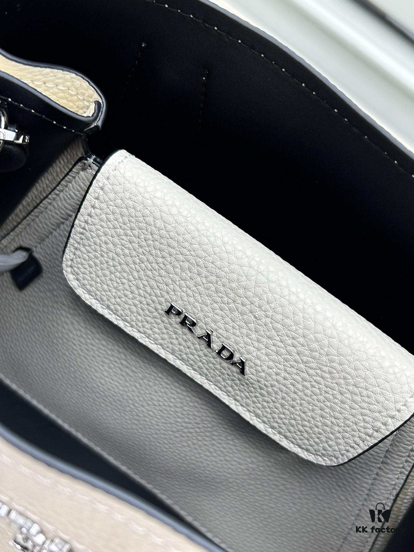 PRADA New Arrival Mini Double Bag – Imported Calfskin with Refined Pebbled Texture, Elegant and Compact Design