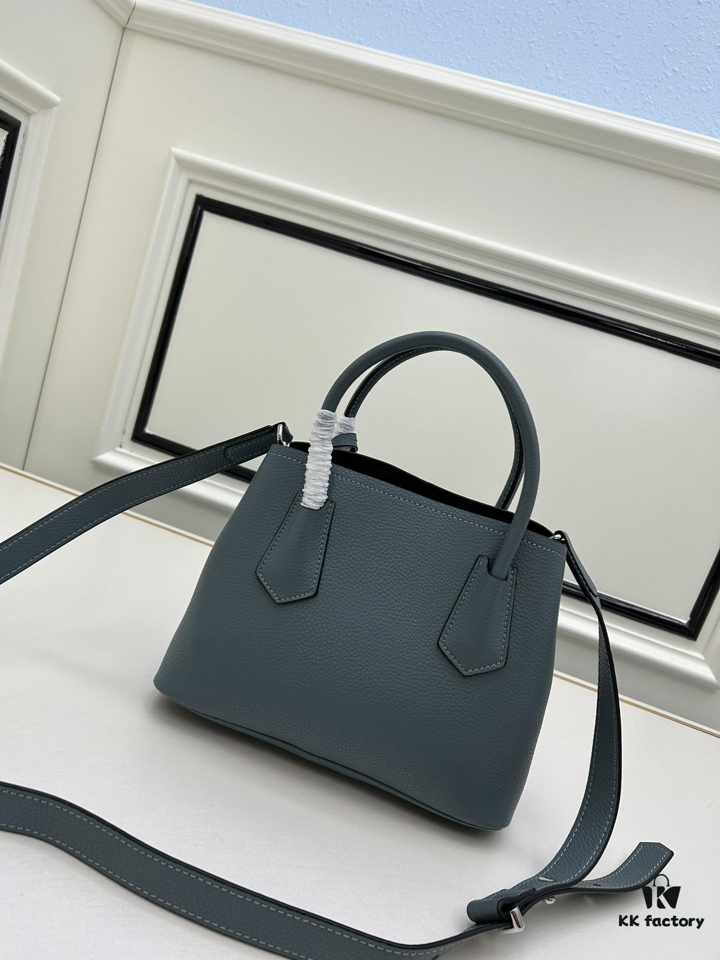 PRADA New Arrival (Mini Size) – Exquisite Saffiano Texture Handbag, 2023 Double Bag Mini Tote, Imported Saffiano Calfskin with Full Lambskin Lining