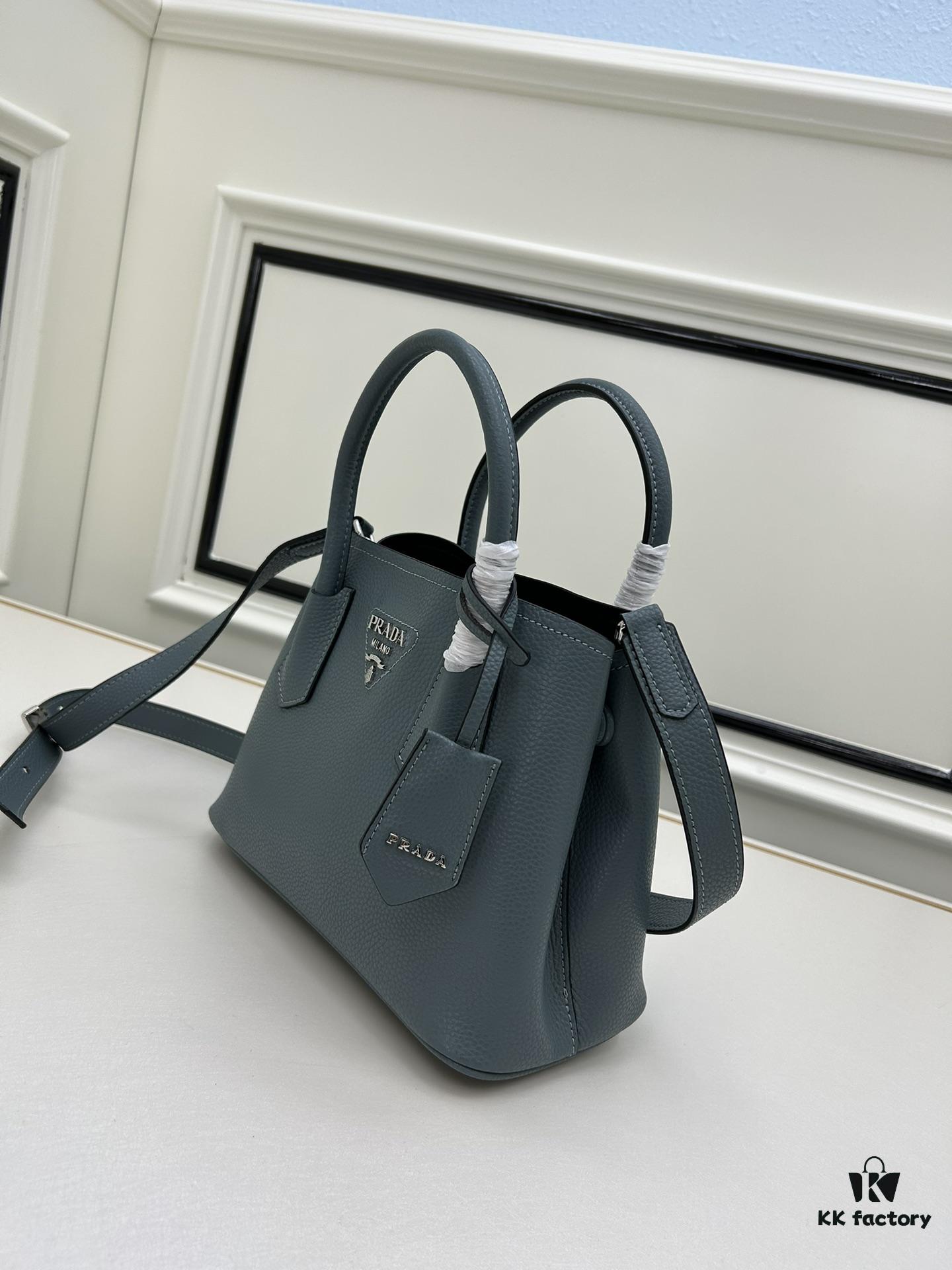 PRADA New Arrival (Mini Size) – Exquisite Saffiano Texture Handbag, 2023 Double Bag Mini Tote, Imported Saffiano Calfskin with Full Lambskin Lining