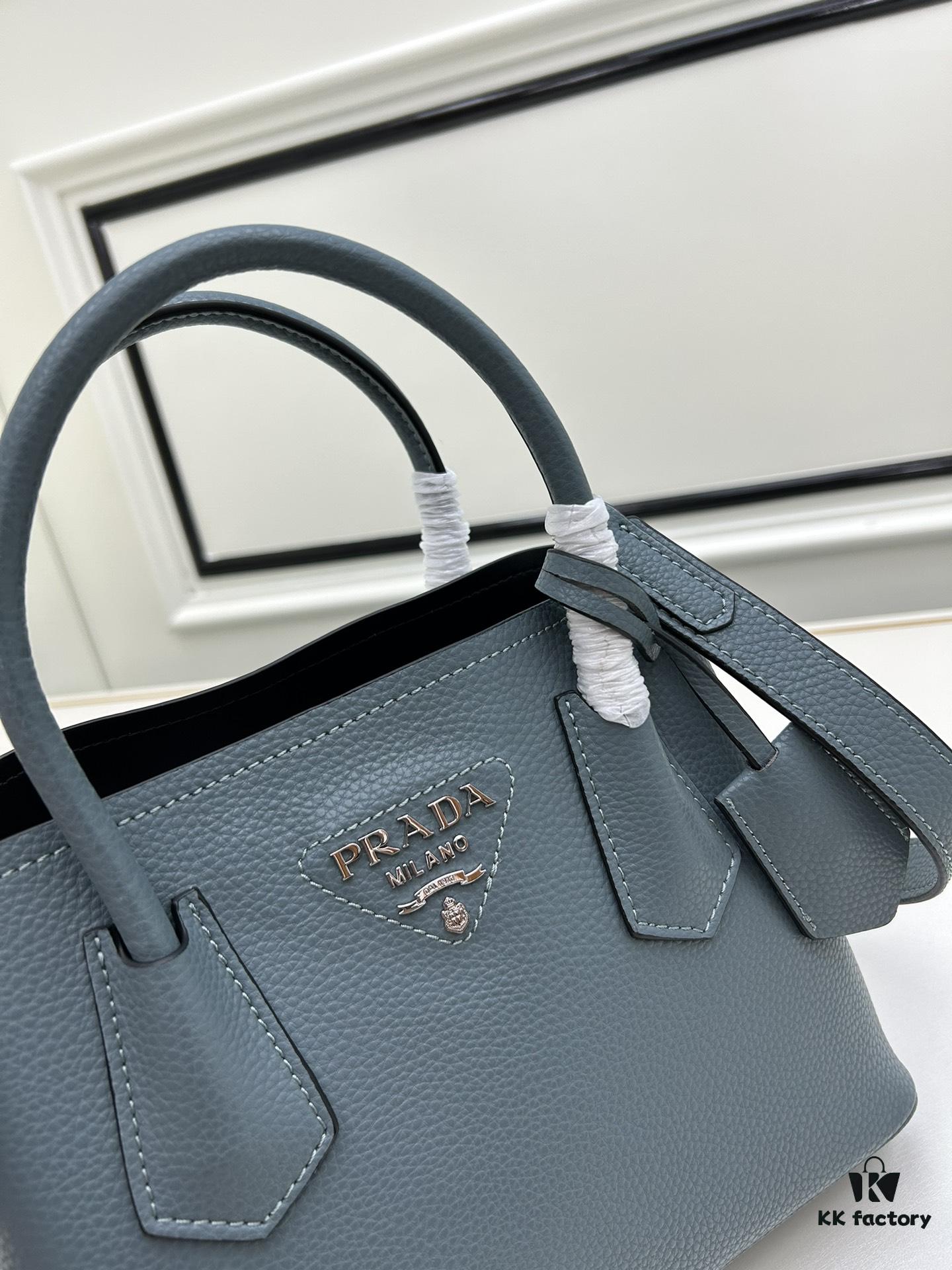 PRADA New Arrival (Mini Size) – Exquisite Saffiano Texture Handbag, 2023 Double Bag Mini Tote, Imported Saffiano Calfskin with Full Lambskin Lining