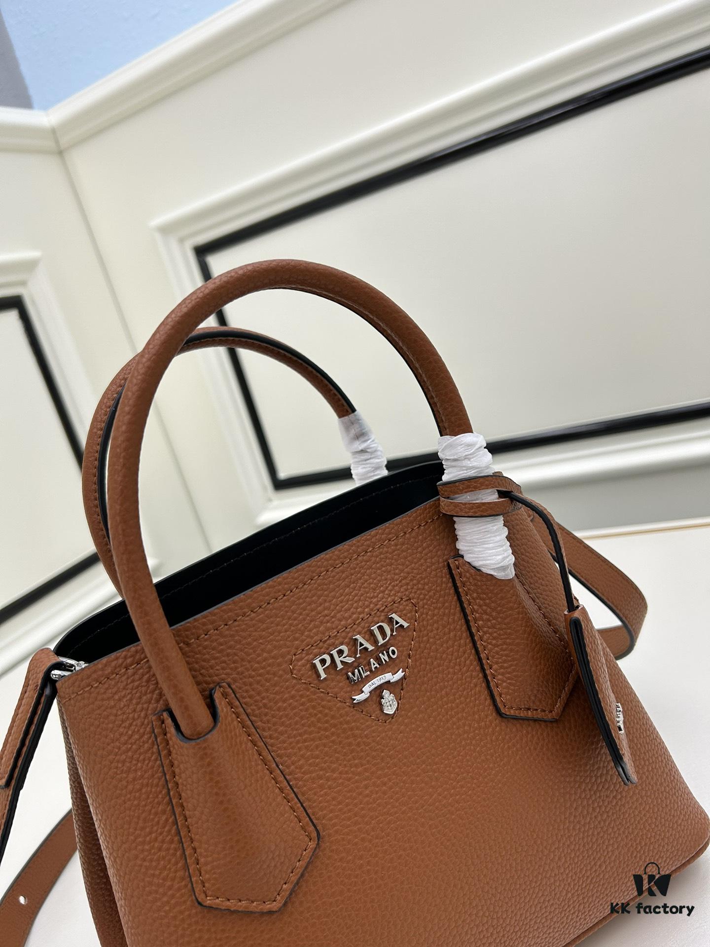 Prada PRADA New Arrival Mini Double Bag - Fine Pebbled Leather, 2023 Latest Design