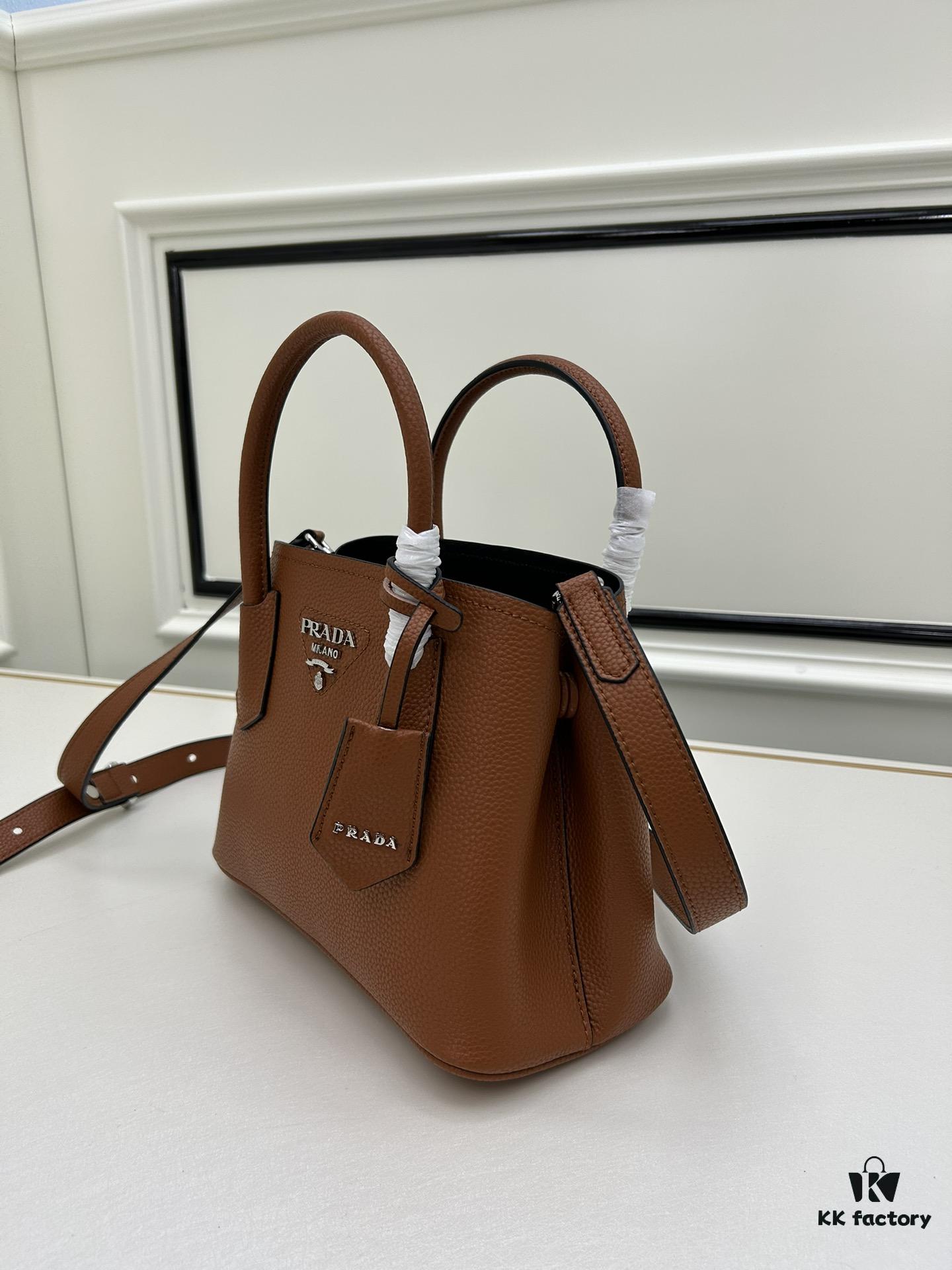 Prada PRADA New Arrival Mini Double Bag - Fine Pebbled Leather, 2023 Latest Design
