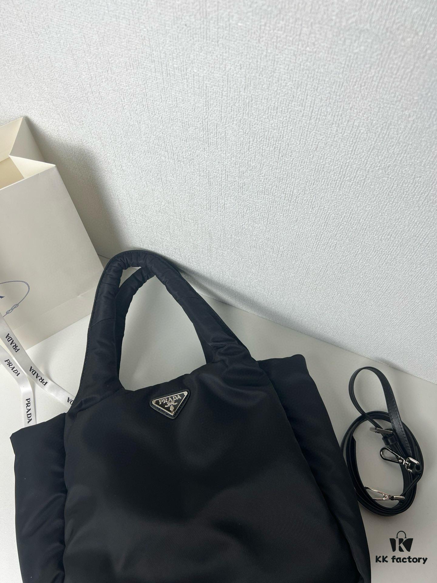 Prada Nylon Cotton Tote Bag (with Long Shoulder Strap)