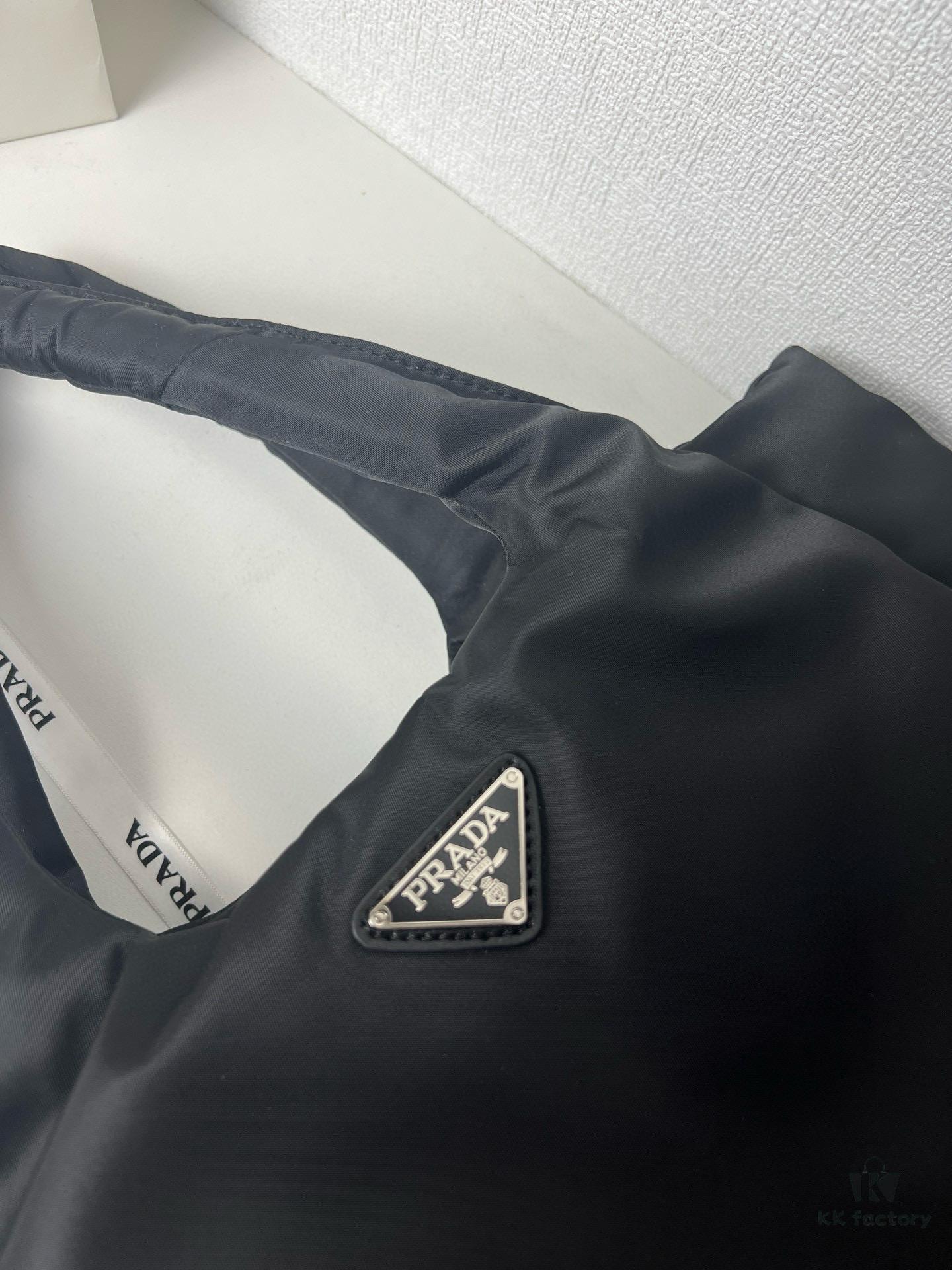 Prada Nylon Cotton Tote Bag (with Long Shoulder Strap)