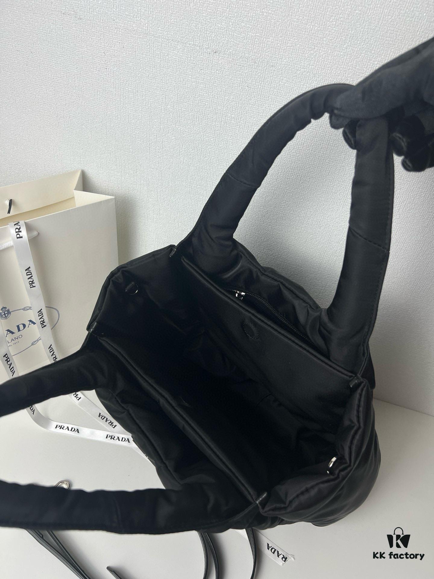 Prada Nylon Cotton Tote Bag (with Long Shoulder Strap)