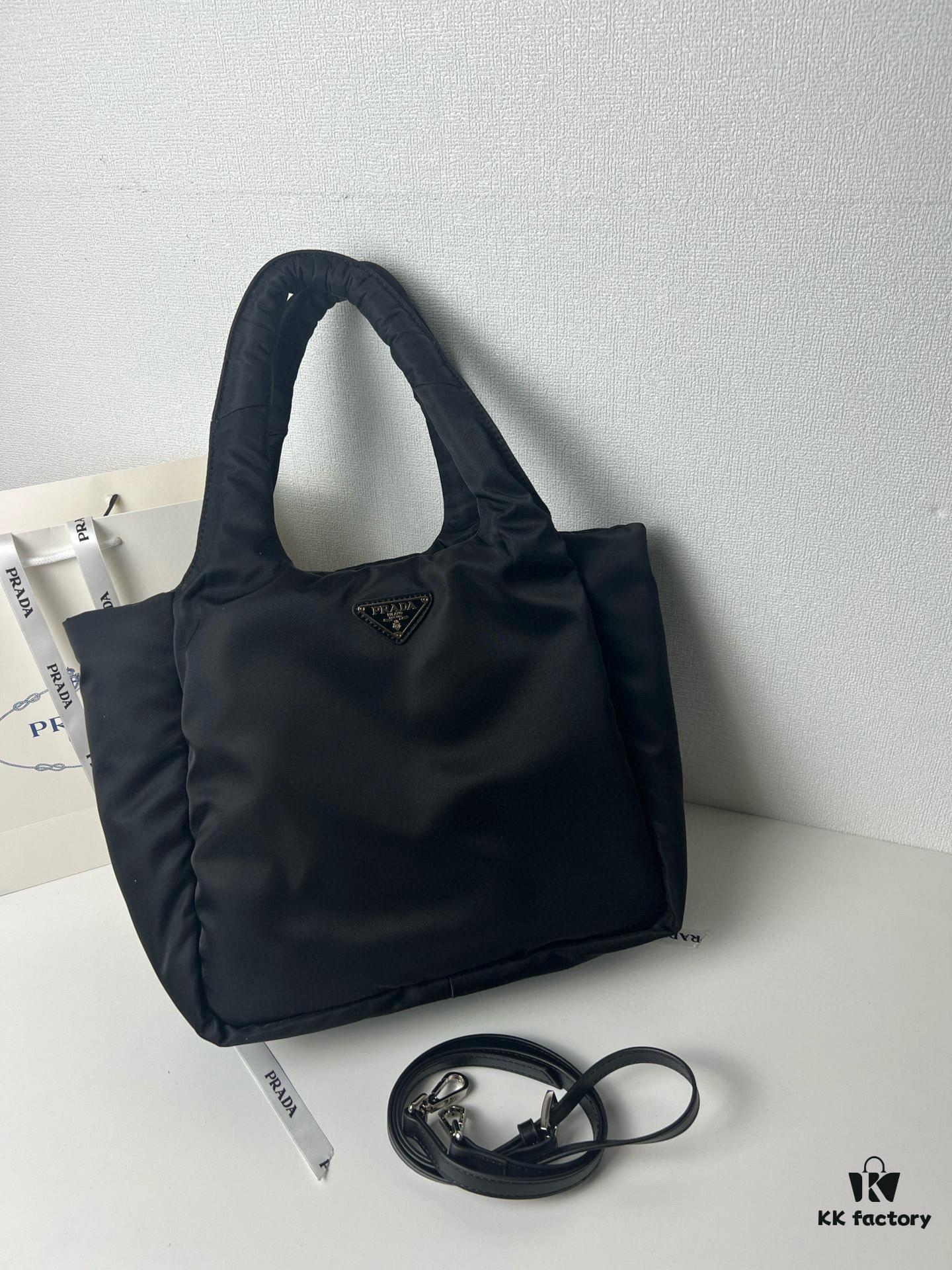 Prada Nylon Cotton Tote Bag (with Long Shoulder Strap)