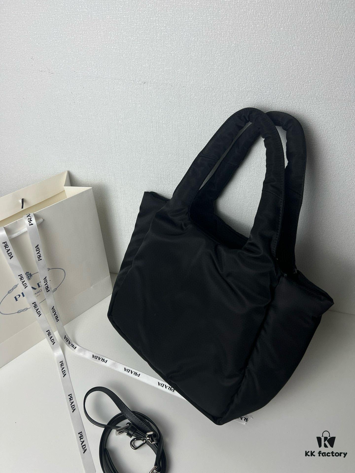 Prada Nylon Cotton Tote Bag (with Long Shoulder Strap)