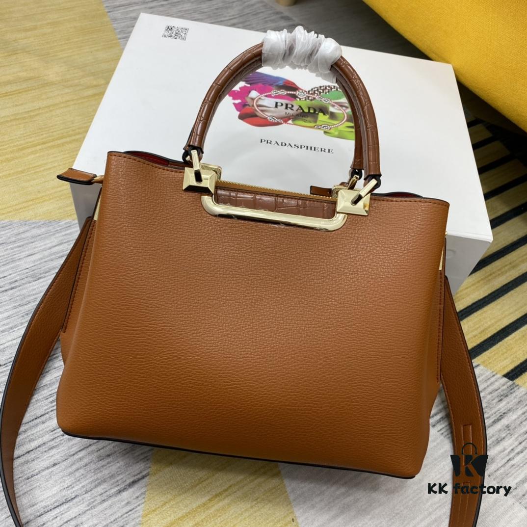 2020 New Arrival PRADA Style 66152 Genuine Calfskin with Shiny Crocodile Texture Large Capacity Handbag