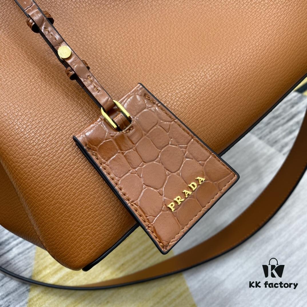 2020 New Arrival PRADA Style 66152 Genuine Calfskin with Shiny Crocodile Texture Large Capacity Handbag