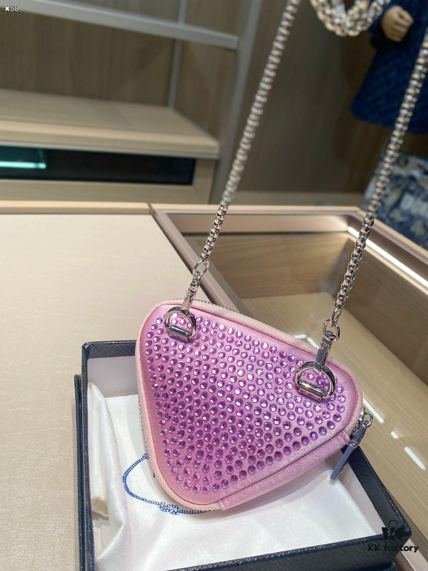 Prada Chain Triangle Bag, Wallet Pouch, Extremely Stylish and Versatile