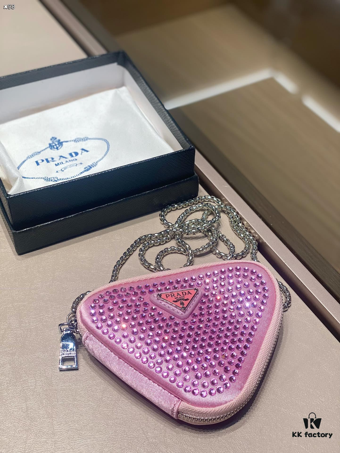 Prada Chain Triangle Bag, Wallet Pouch, Extremely Stylish and Versatile