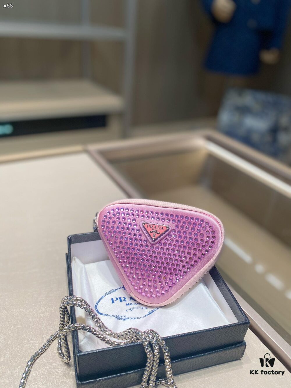 Prada Chain Triangle Bag, Wallet Pouch, Extremely Stylish and Versatile