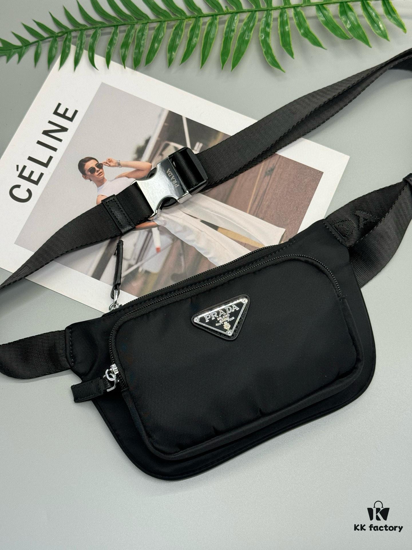 Prada Waist Bag - Latest Designer Model, High-End Waterproof Fabric, Compact and Practical