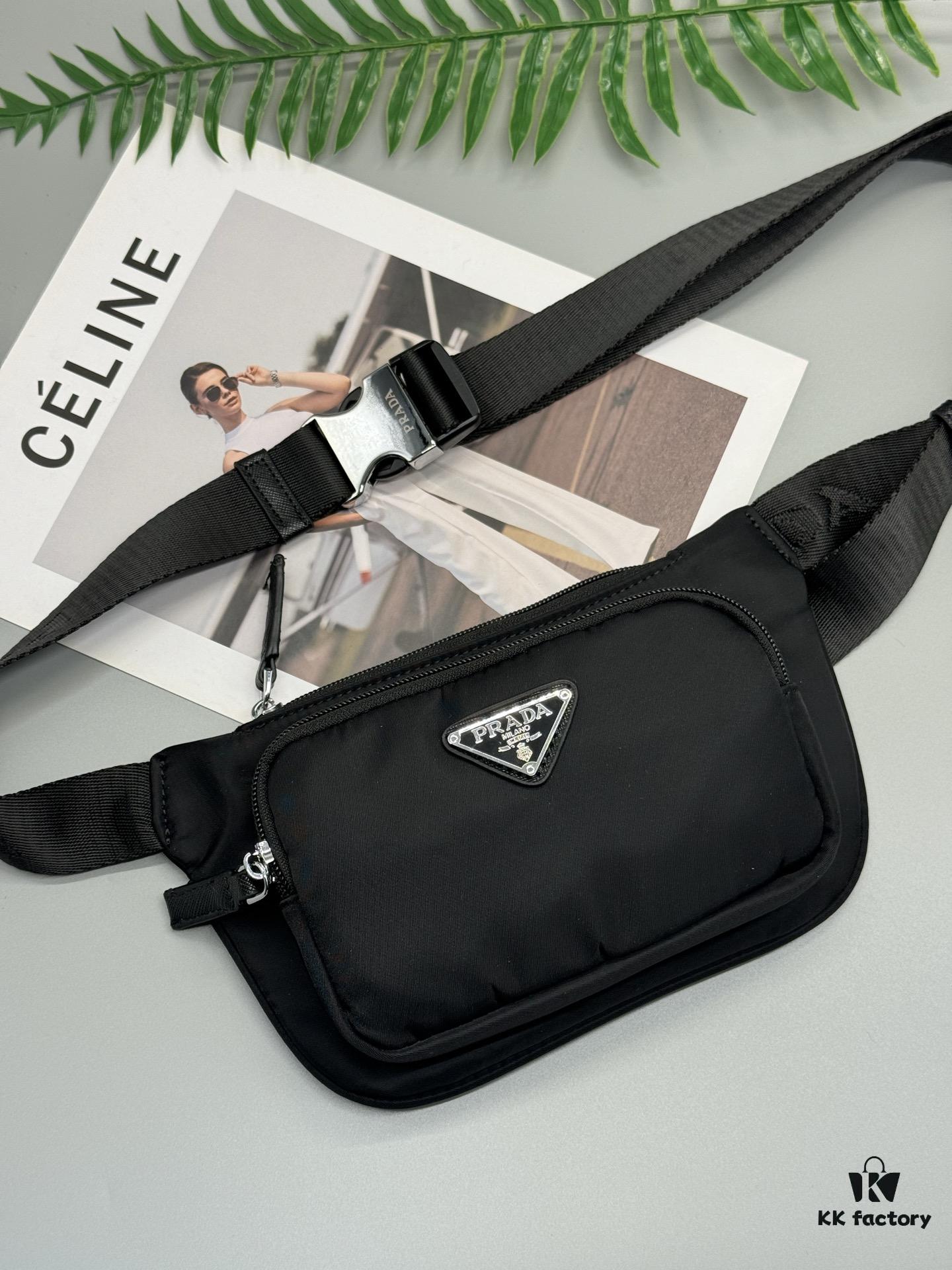 Prada Waist Bag - Latest Designer Model, High-End Waterproof Fabric, Compact and Practical