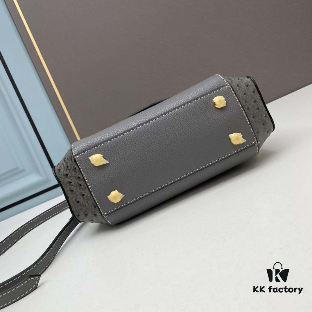 PRADA Fashion Head-Covering Bag in Deer Texture Calfskin with Ostrich Print