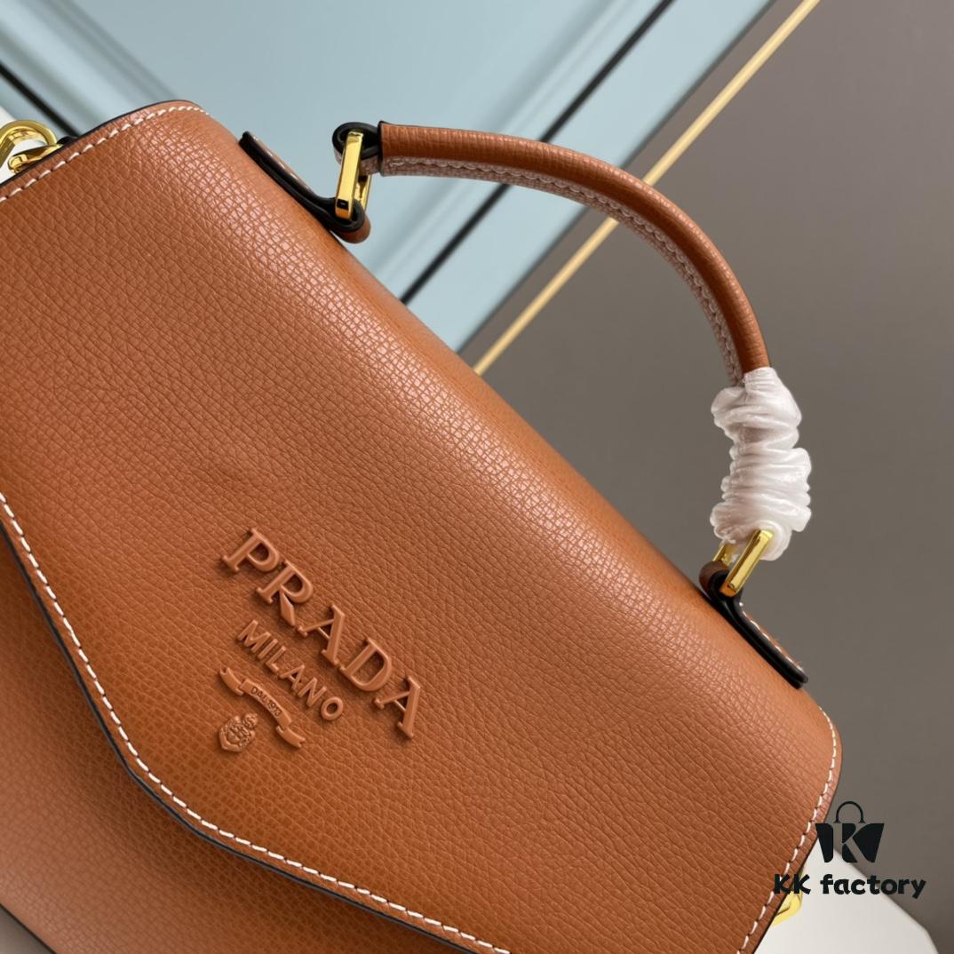 PRADA Fashion Head-Covering Bag, New Hot Arrival, Suede Calfskin with Ostrich Texture, Stylish and Practical, Comes with Long Shoulder Strap