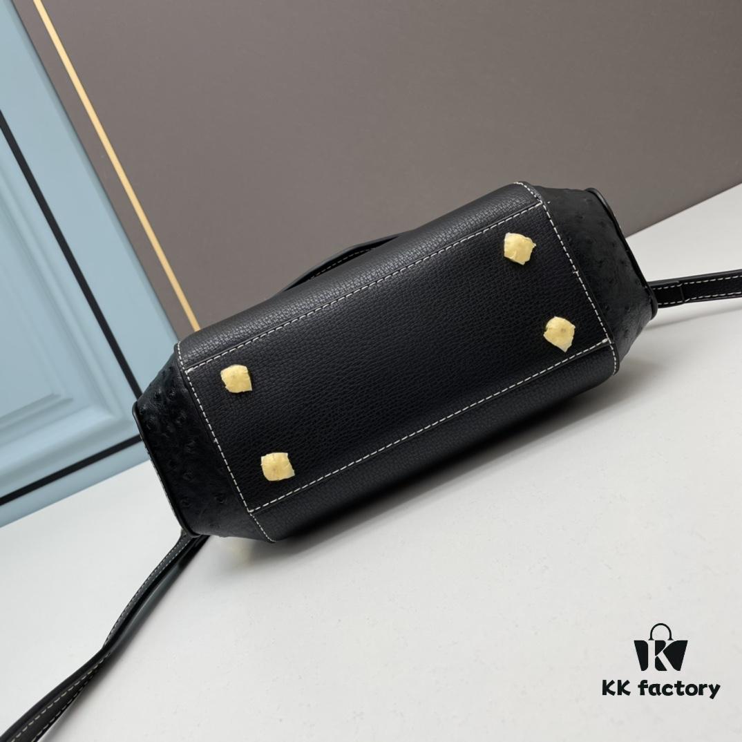 PRADA Fashion Head-Covering Bag in Deer Grain Calfskin with Ostrich Texture