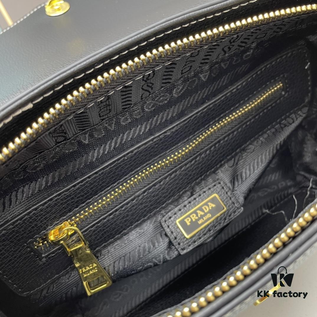 PRADA Fashion Head-Covering Bag in Deer Grain Calfskin with Ostrich Texture