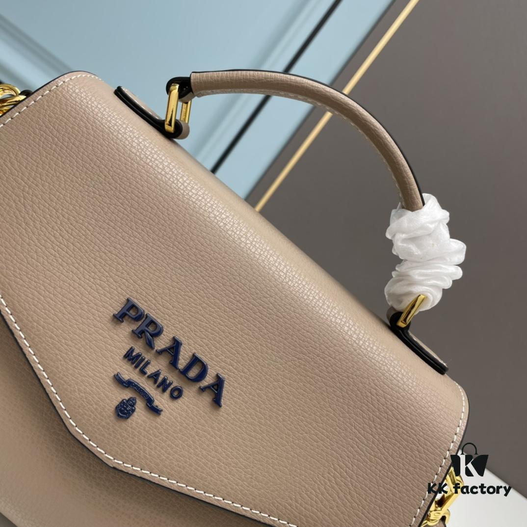 PRADA Fashion Head-Covering Bag, New Hot Style, Suede Calfskin with Ostrich Texture, Smooth Oil-Edging, Soft and Durable Leather, Includes Long Shoulder Strap