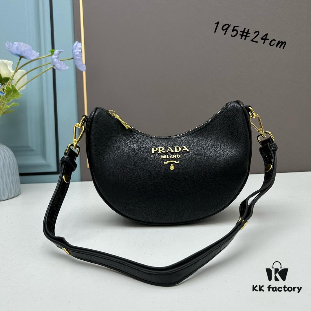 Prada Moon / Crescent Bag - Fashionable Black Horse