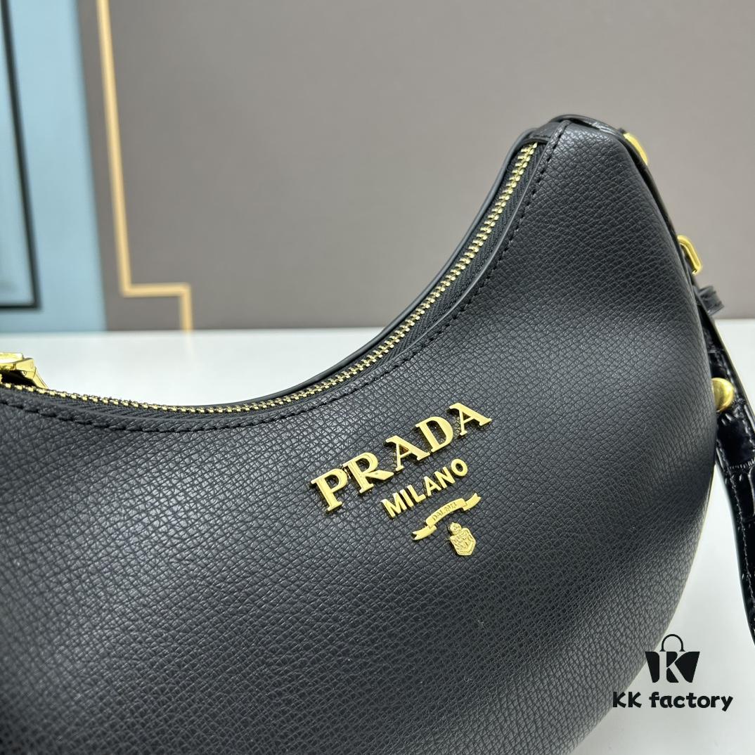 Prada Moon / Crescent Bag - Fashionable Black Horse