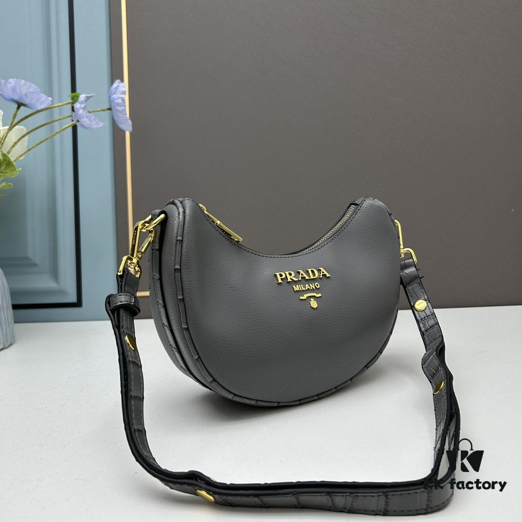 Prada Moon / Crescent Bag - Fashionable Black Horse