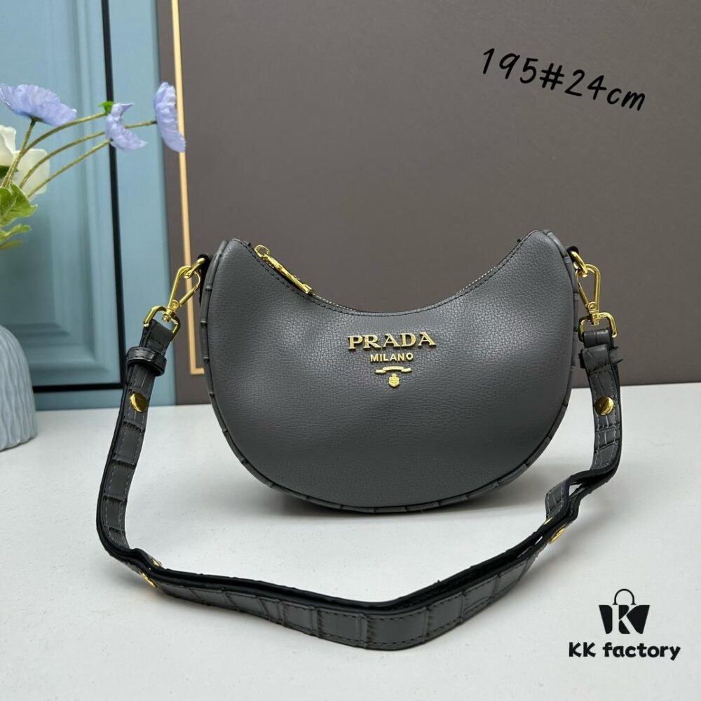 Prada Moon / Crescent Bag - Fashionable Black Horse