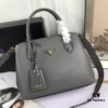 2020 New Arrival Prada-Style Handbag, Model 66153, Premium Calfskin with Glossy Crocodile Texture, Spacious Design with Interior Compartment