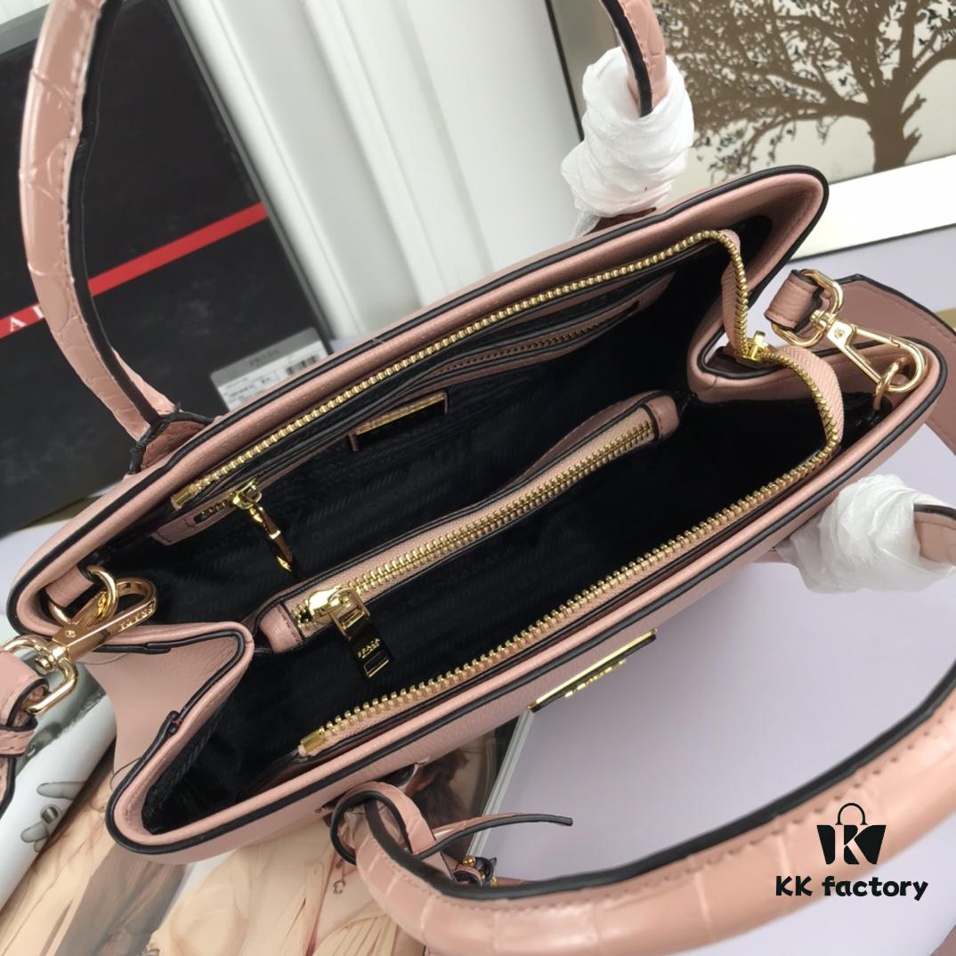 New Arrival 2020 PRADA Hot Global Launch - Model 66153, 30*24*14cm, Premium Calfskin with Shiny Crocodile Texture