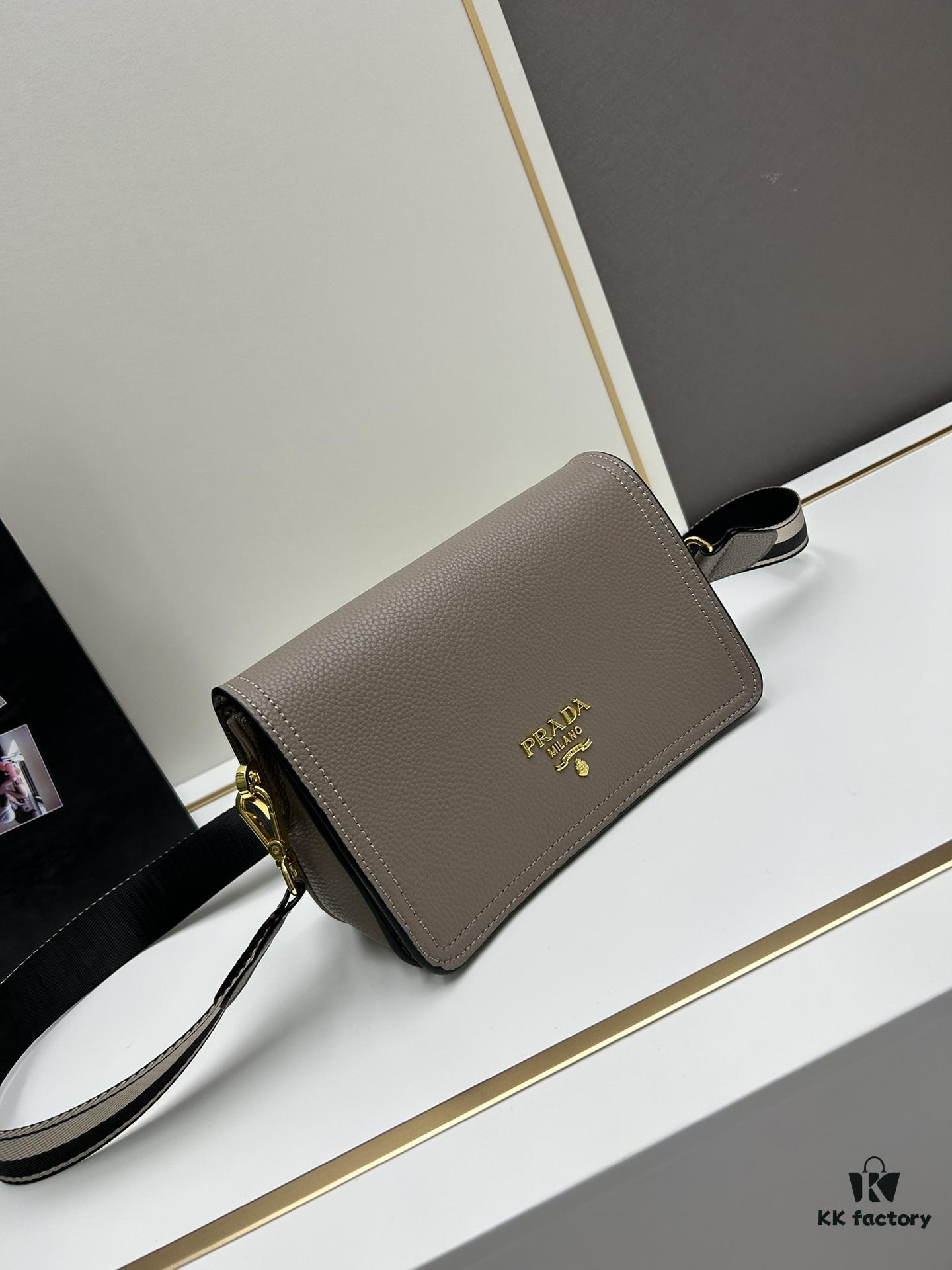 PRADA Flap Top Best-Seller Model with Letter-Woven Wide Strap