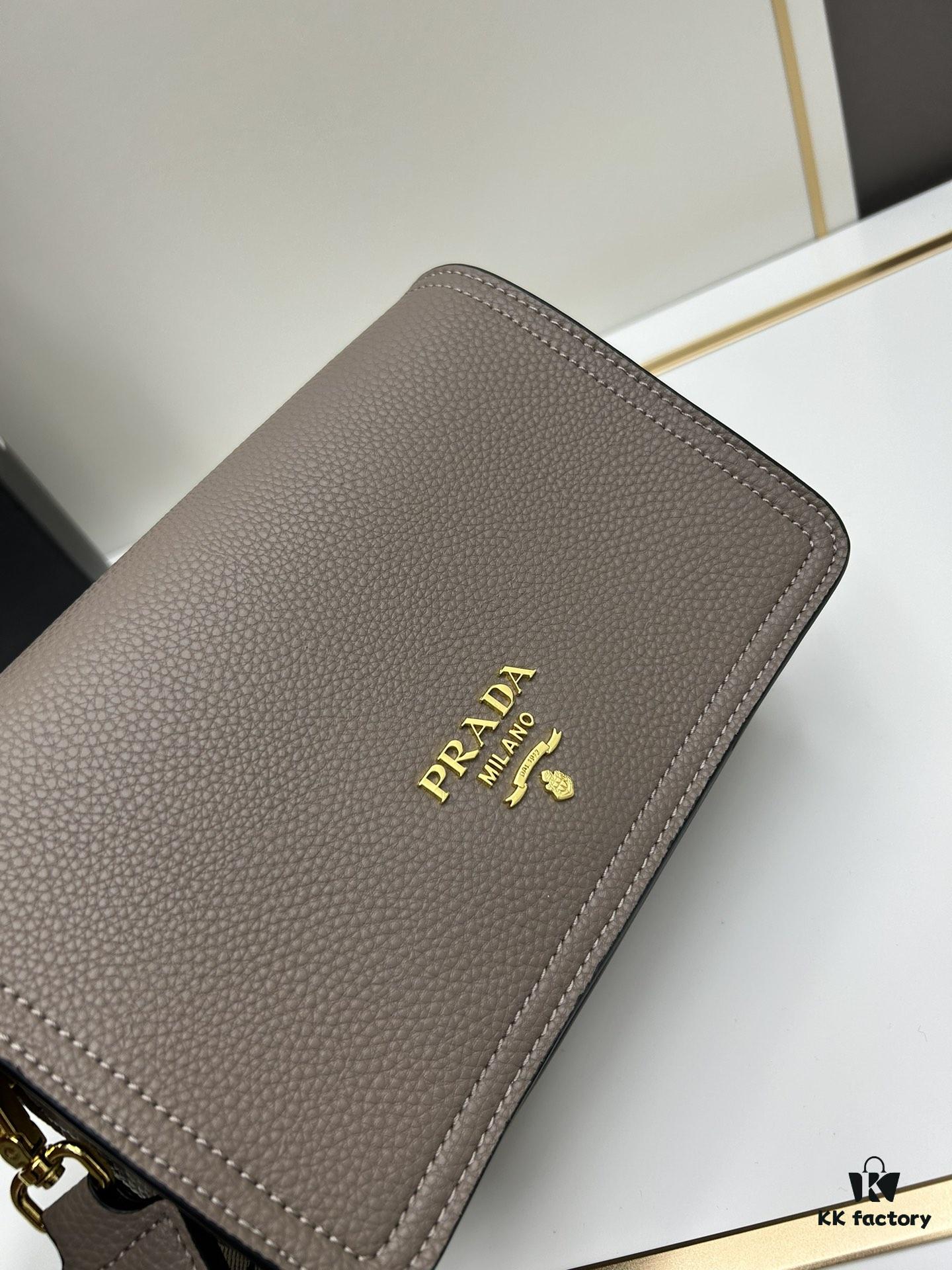 PRADA Flap Top Best-Seller Model with Letter-Woven Wide Strap