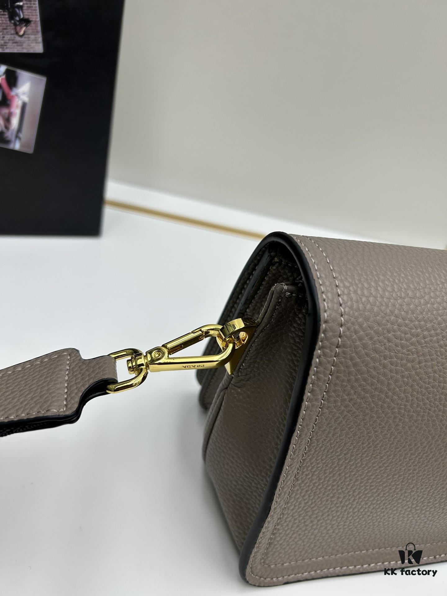 PRADA Flap Top Best-Seller Model with Letter-Woven Wide Strap