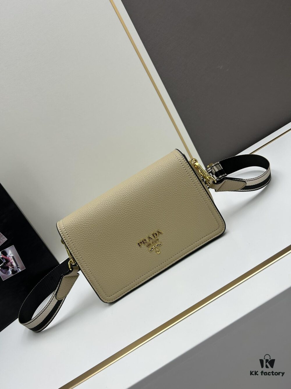 PRADA - Bestselling Flap Style with Letter-Woven Wide Fabric Strap