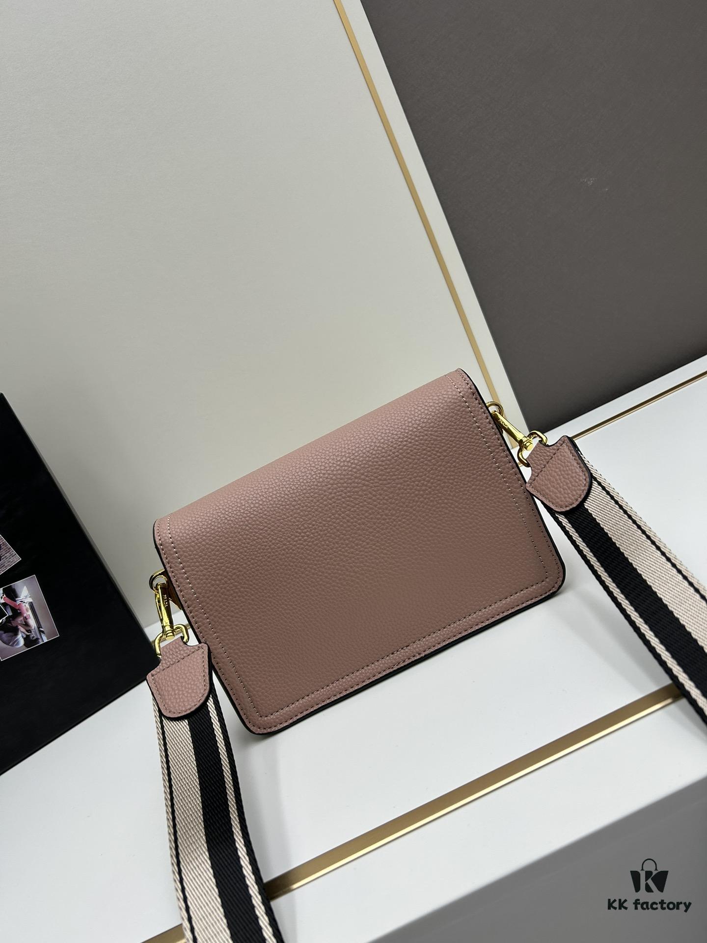 PRADA - Bestselling Flap Top Bag with Letter-Woven Wide Fabric Strap