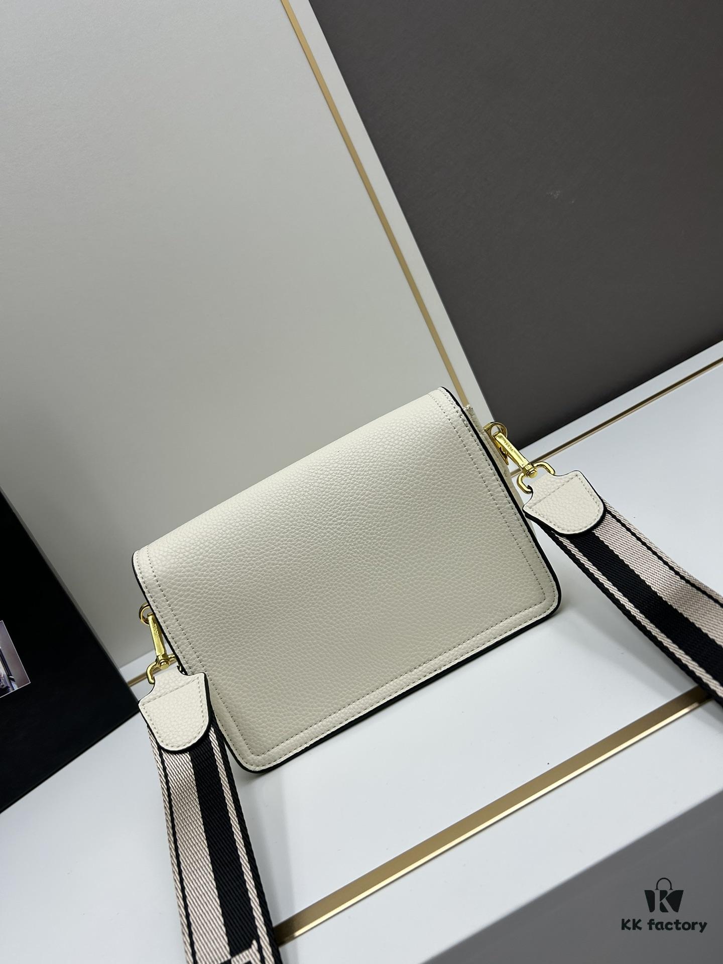 PRADA - Bestselling Flap Top Bag with Letter-Woven Wide Fabric Strap