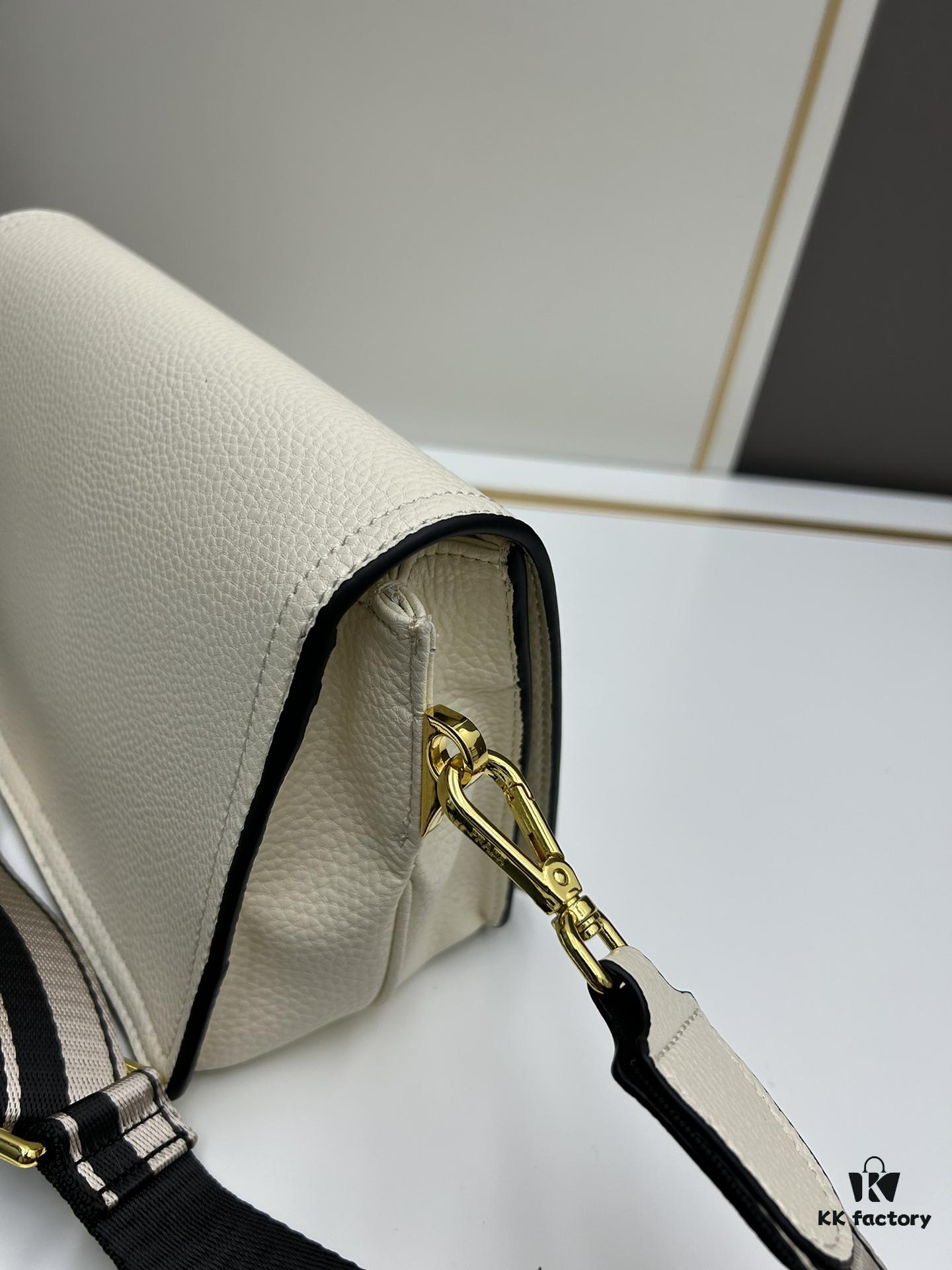 PRADA - Bestselling Flap Top Bag with Letter-Woven Wide Fabric Strap