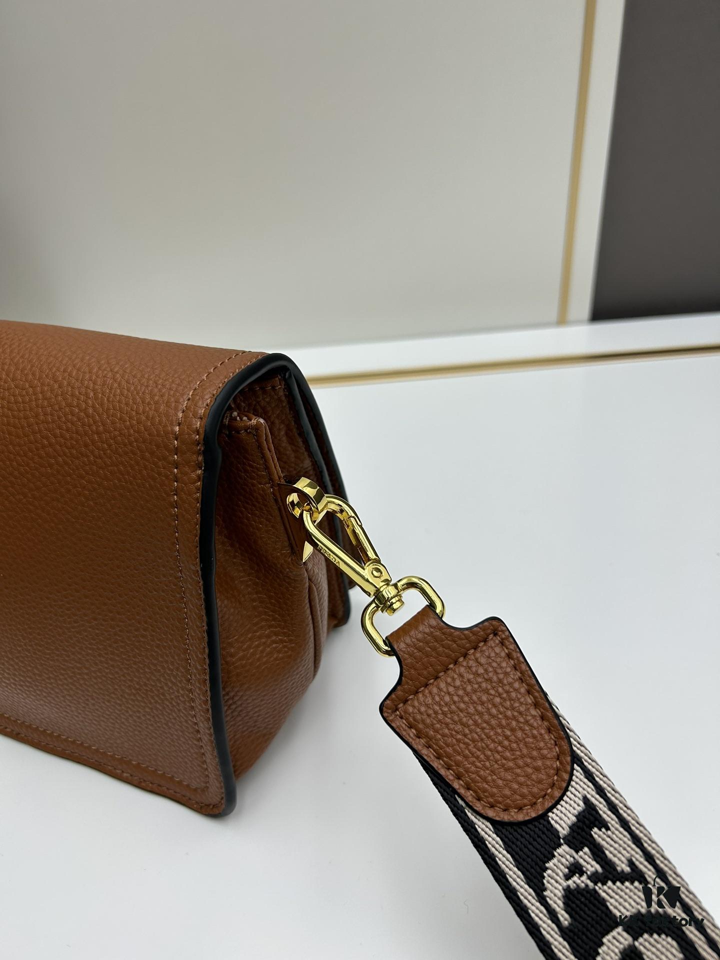 PRADA - Bestselling Flap Bag with Letter-Print Wide Fabric Strap