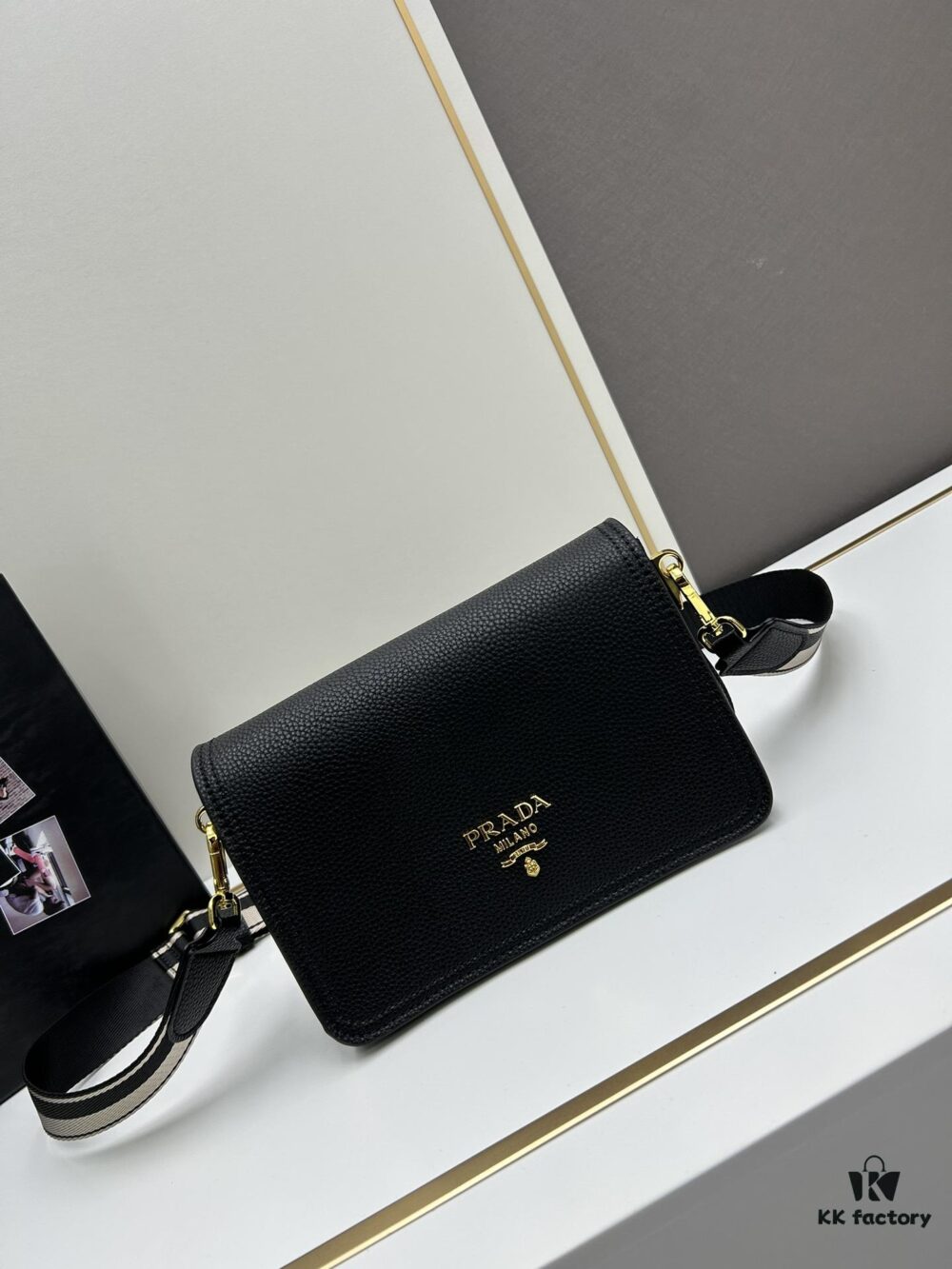 PRADA - Bestselling Flap Bag with Letter-Woven Wide Fabric Strap