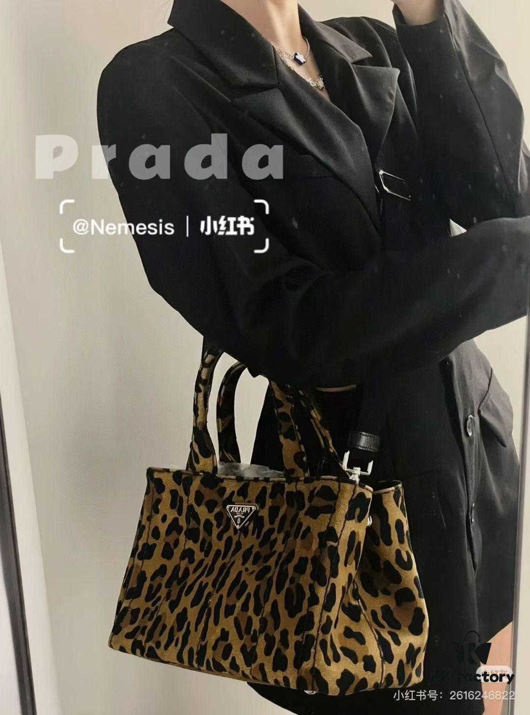 Prada Pradasoftlux Leopard Print Killer Bag with Spacious and Durable Design