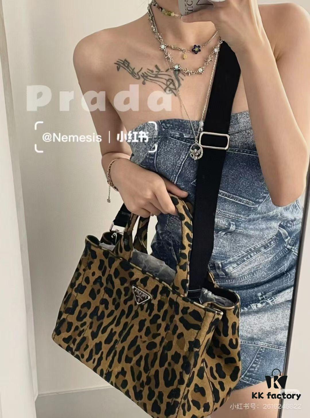 Prada Pradasoftlux Leopard Print Killer Bag with Spacious and Durable Design
