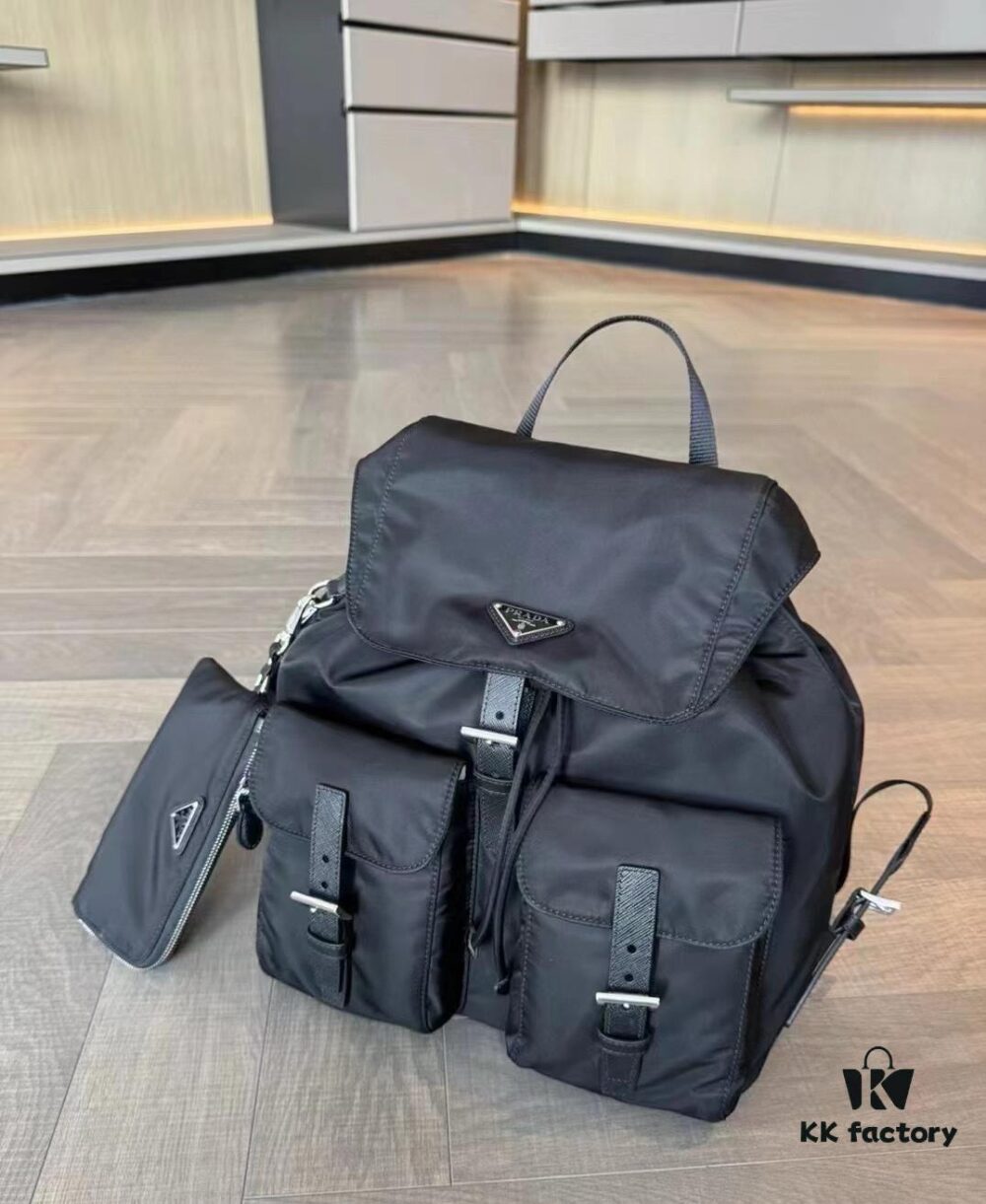 Prada Re-Nylon Waterproof Backpack with Small Pouch